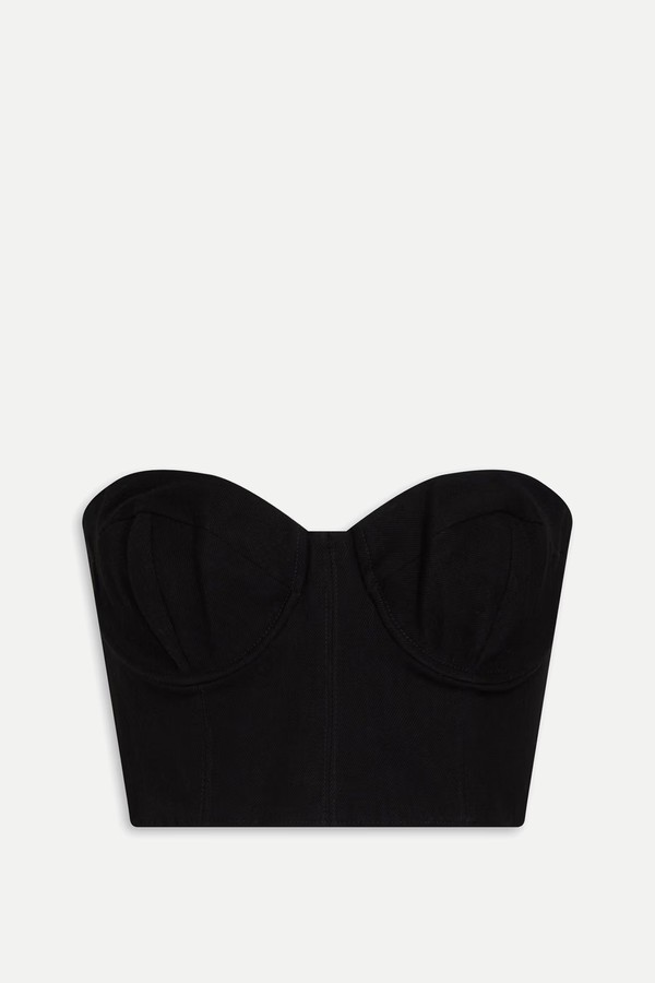  The Corset Cropped Denim Bustier Top  from E.L.V. DENIM