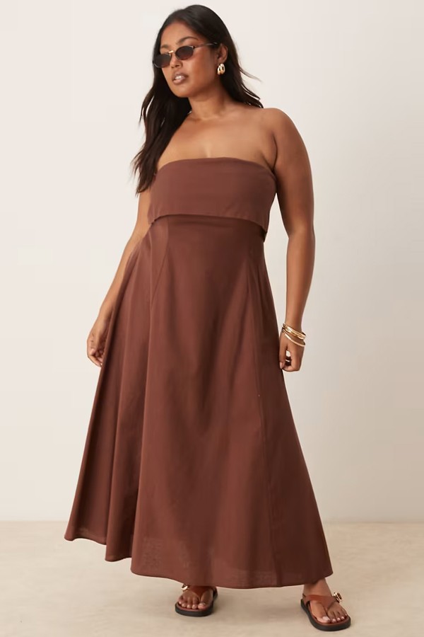 Curve Fold Over Bandeau Midi Dress from ASOS DESIGN