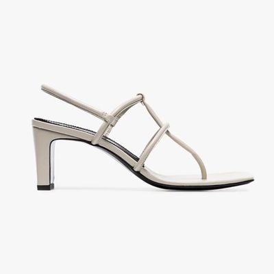 Beige 65 Thong Leather Sandals from Dorateymur