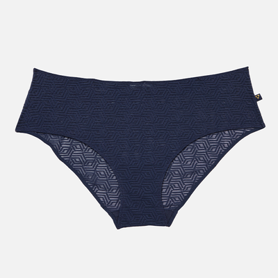 The Hipster Knickers In Sheer Deco Navy