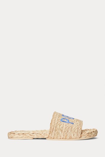 Raffia Logo Slide Sandal