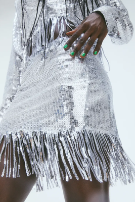 Fringe-Trimmed Sequined Skirt from H&M