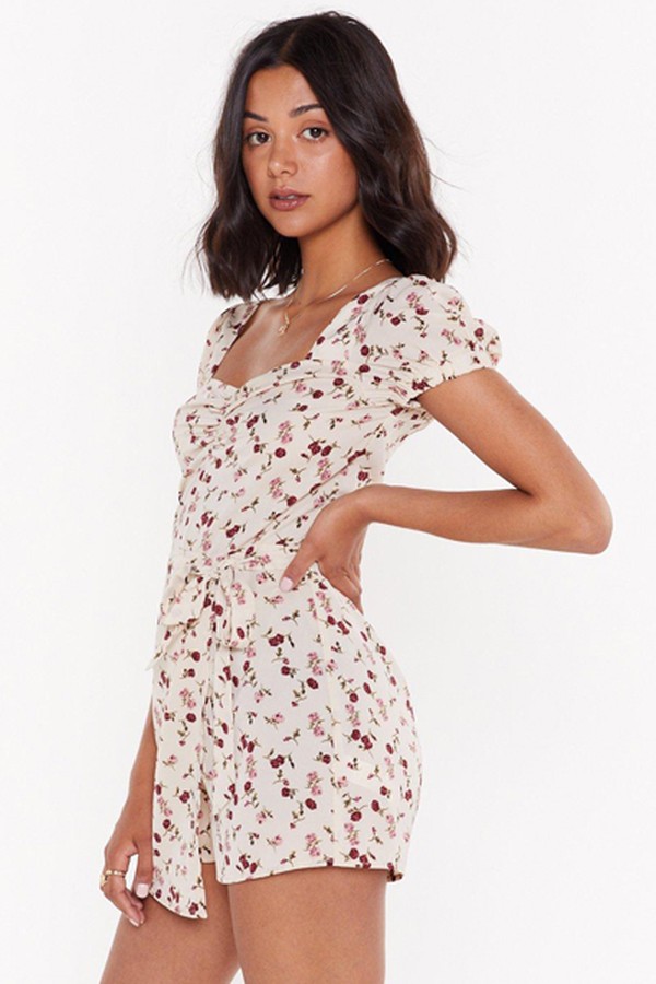 Every Rose Has Its Thorns Floral Tie Playsuit