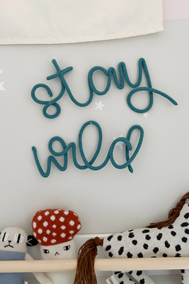 'Stay Wild' Knitted Wire Word Sign For Little Wildlings from HeyKiddoStudio