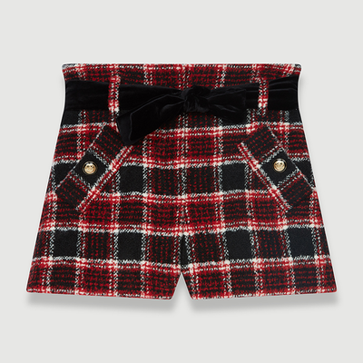 Itrit Checked High-Rise Wool-Blend Shorts from Maje