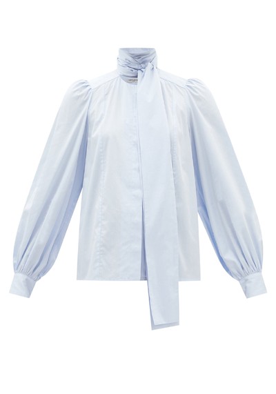 Sura Neck-Sash Cotton-Poplin Blouse from Three Graces London