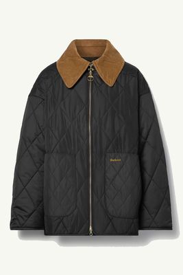 Woodhall Cotton Corduroy Trimmed Quilted Padded Recycled Shell Jacket from Barbour