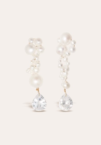 Gold Vermeil with Pearl & Zirconia Earrings