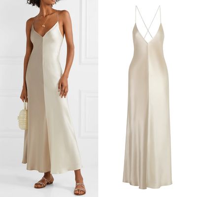 Sierra Two-Tone Silk-Satin Midi Dress from Lee Mathews