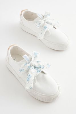 White Floral Lace Canvas Trainers from Next