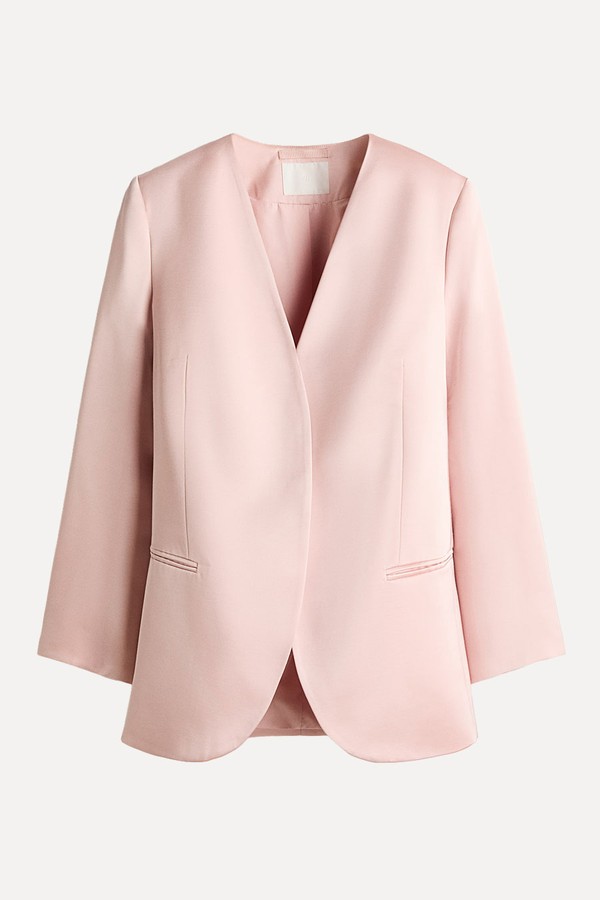 Collarless Satin Blazer from H&M