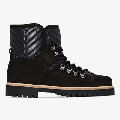 Black Quilted Panel Hiking Boots from Ganni