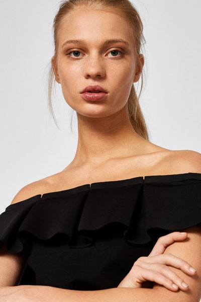 Liista Box Pleat Neckline Bardot Top 