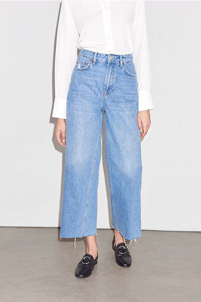 Mid Blue Cropped Wide Leg Jeans, £40