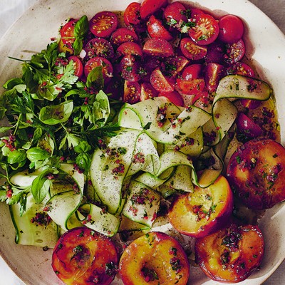 Spiced Peach & Goat’s Cheese Salad