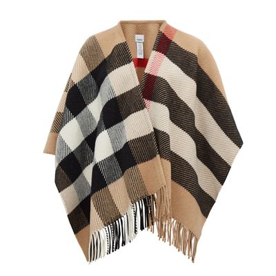Oversized-Check Wool-Blend Poncho from Burberry