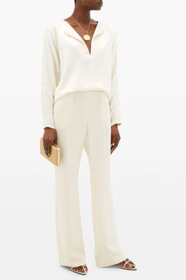 Gabrielle High-Waist Silk-Crepe Trousers from La Collection