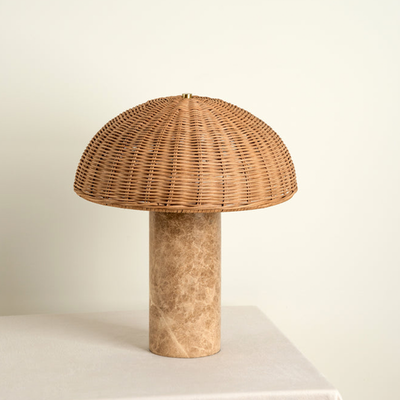 Roha - Brown Marble & Rattan Table Lamp from Lights & Lamps