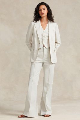 Pintucked Stretch Twill Flare Trouser