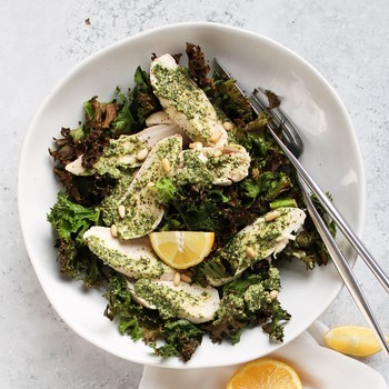 Pesto Lemon Chicken With Crispy Kale