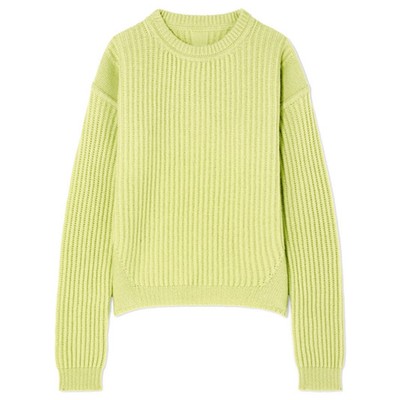 Ribbed Wool Sweater, Lime from Rick Owens