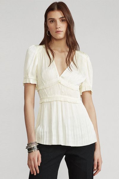 Pleated Satin Blouse