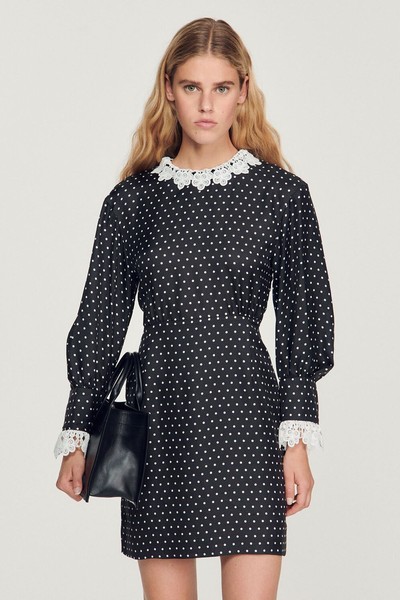 Short Flowing Polka-Dot Dress from Sandro