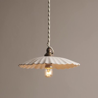 Large Narrow Pleat Porcelain Light from DeVOL