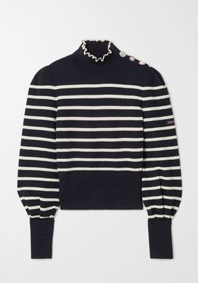 Embellished Striped Wool Turtleneck Sweater from The Marc Jacobs X Armor-Lux