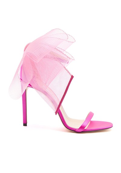 Aveline 100 Oversized Bow Satin Sandals from Jimmy Choo