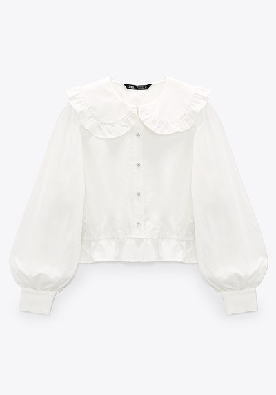 Cotton Blouse with Rhinestone Buttons from Zara