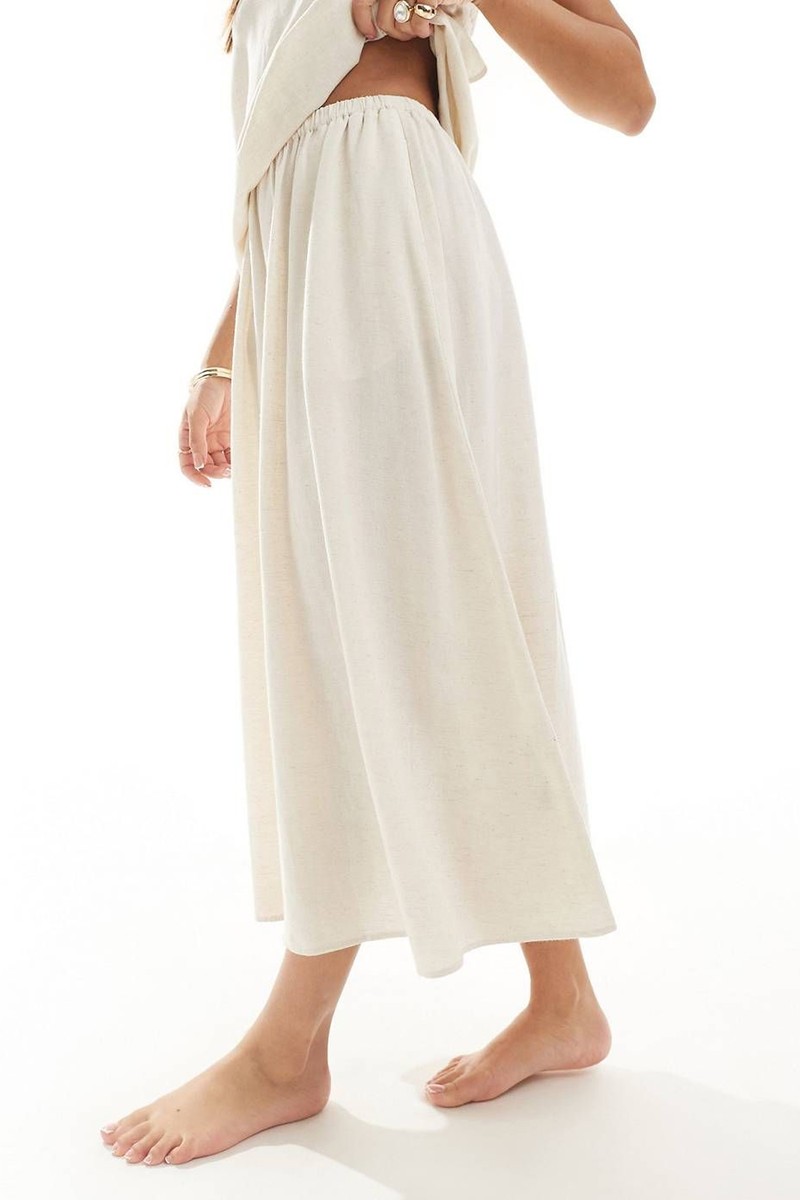 Isabel Mix & Match Linen Look A-Line Midi Beach Skirt