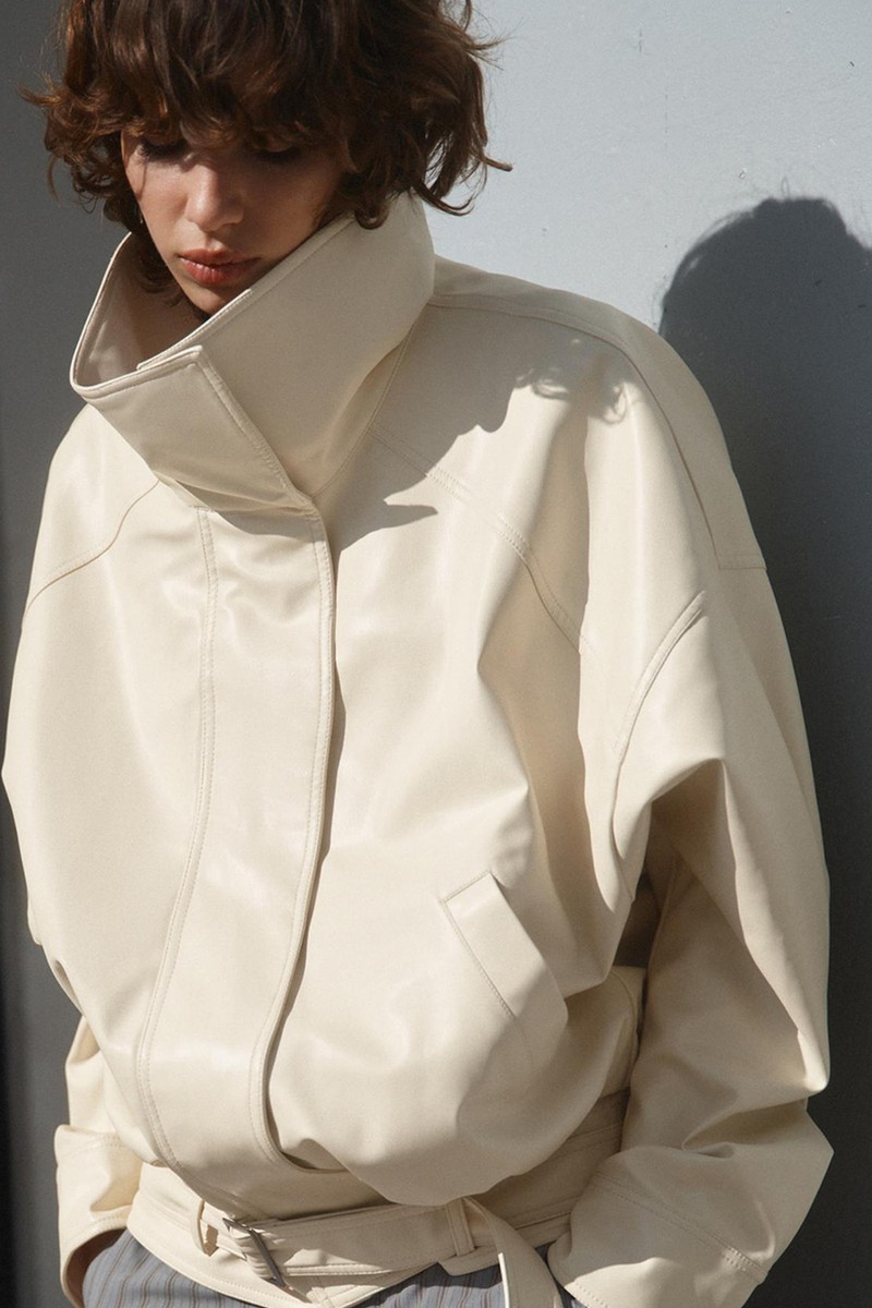Oversize Leather Effect Bomber Jacket