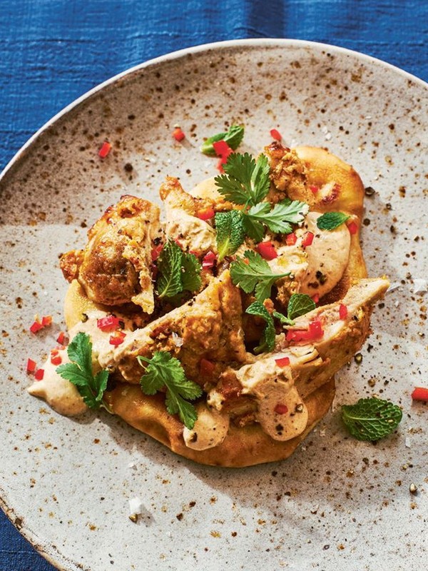 Chicken Tikka With Yogurt On Naan