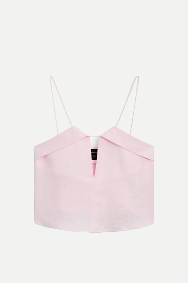 Strappy Linen V-Neckline Top from Massimo Dutti