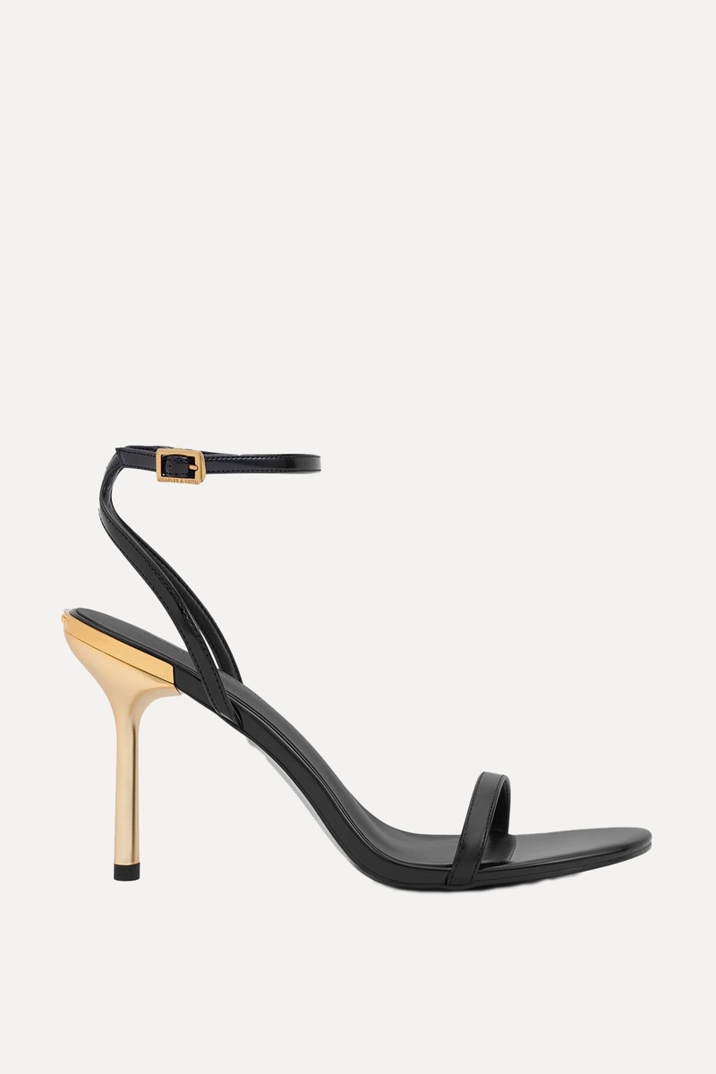 Metallic Stiletto-Heel Ankle-Strap Sandals from Charles & Keith