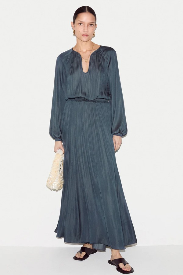 Recycled Satin U Neck Dress