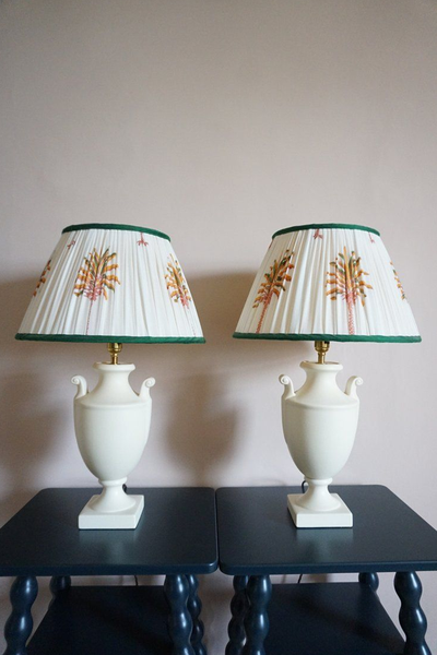 Pair Of Vintage Urn Shaped Ceramic Lamp Bases from Rococo London Interiors