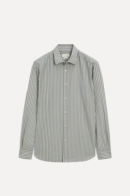 Seersucker Regular Fit Cotton Striped Shirt from Massimo Dutti 