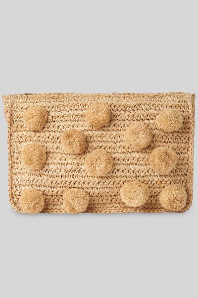 Pom-Pom Straw Clutch