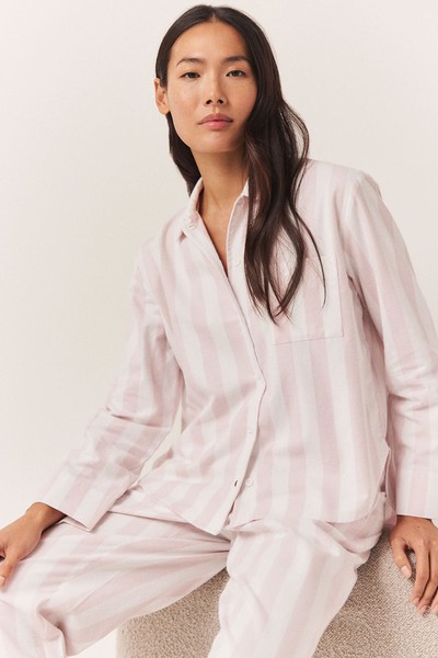 Brushed Cotton Wide Stripe Pyjama Set from The White Company