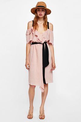 Dress With Contrasting Belt from Zara