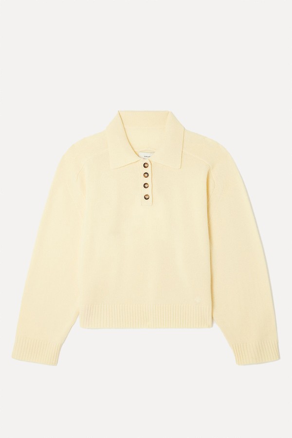 Homere Embroidered Cashmere Polo Sweater from Loulou De Saison