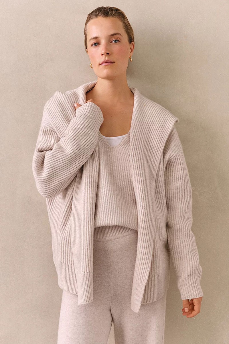 Ribbed Draped Cardigan from The White Company