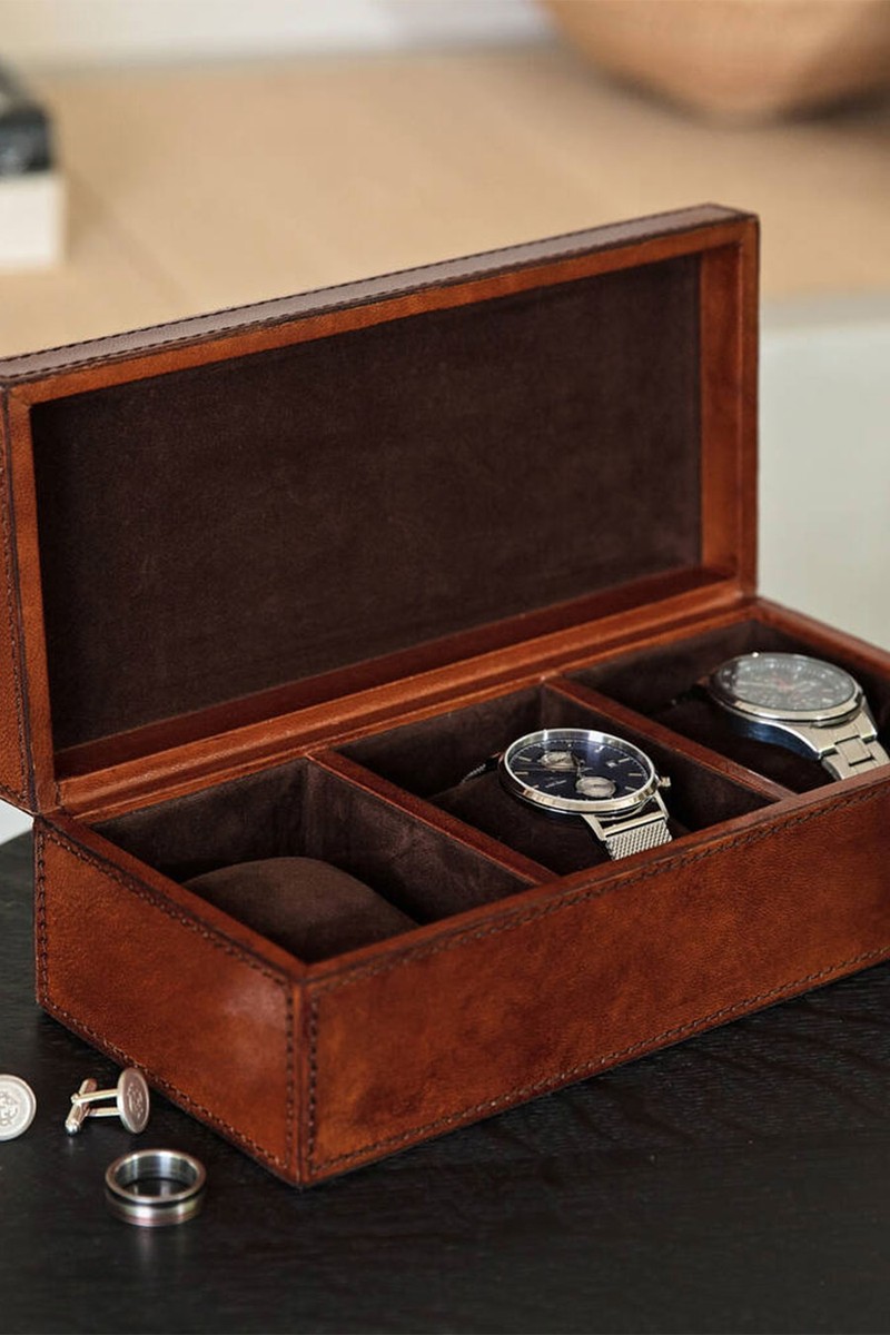 Personalised Leather Watch Box Triple from Ginger Rose