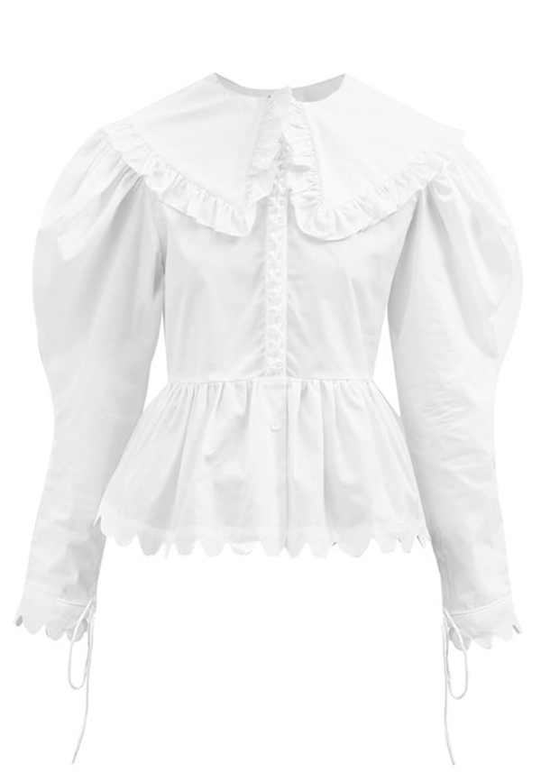 Lisi Scalloped-Edge Cotton-Poplin Blouse from Horror Vacui