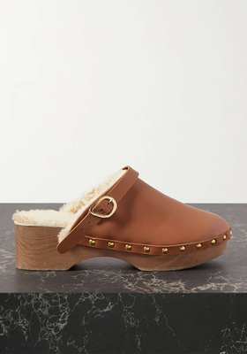 Classic Shearling-Lined Leather Platform Clogs from Ancient Greek Sandals
