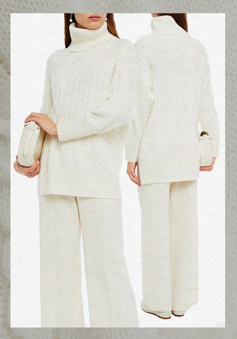 Cable-Knit Cashmere Turtleneck Sweater from N.Peal