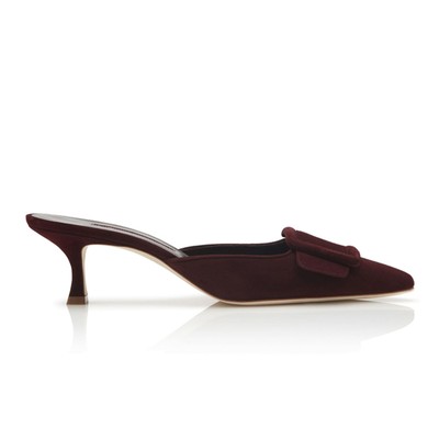 Burgundy Mules from Manolo Blahnik