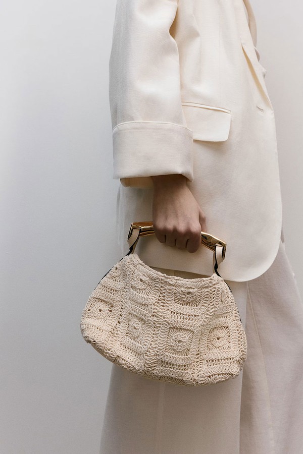 Metal-Handle Handbag